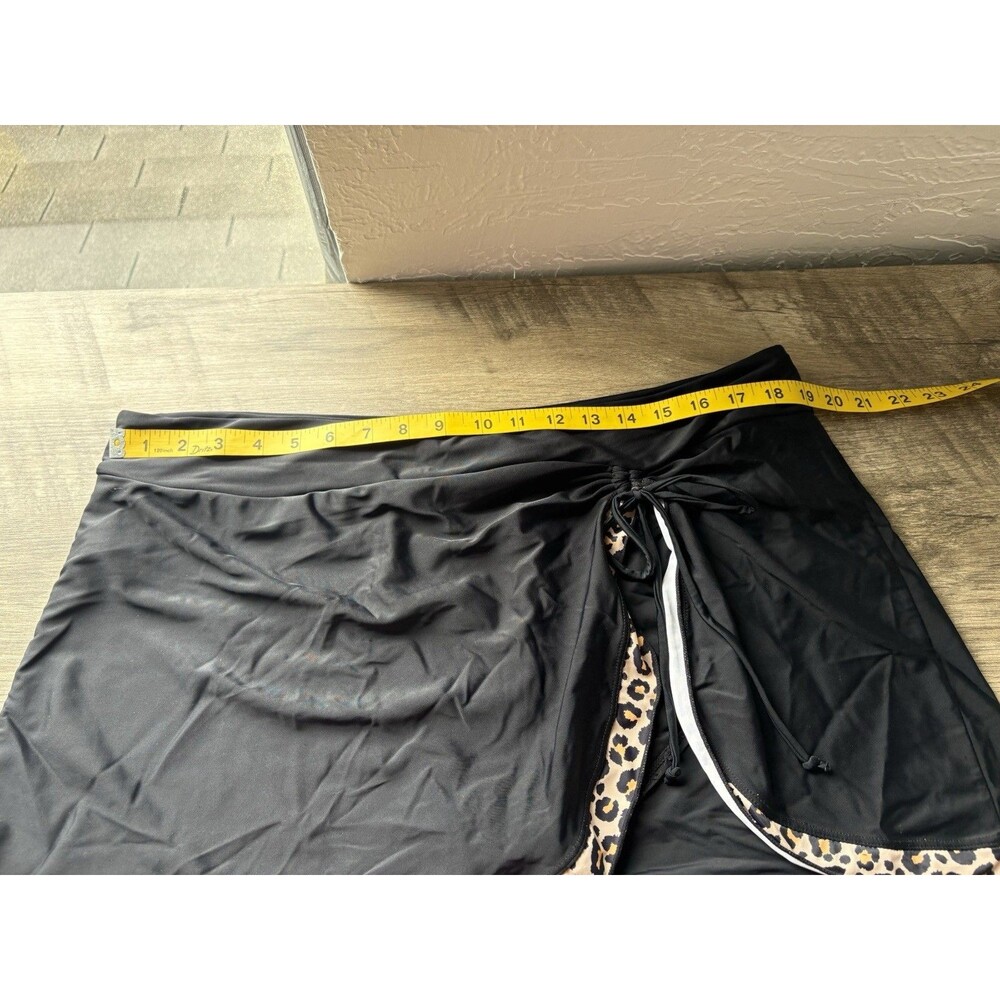 Women’s Black Leopard Halter Top and Skirt Swimsuit Set Size 2X - Picture 4 of 13